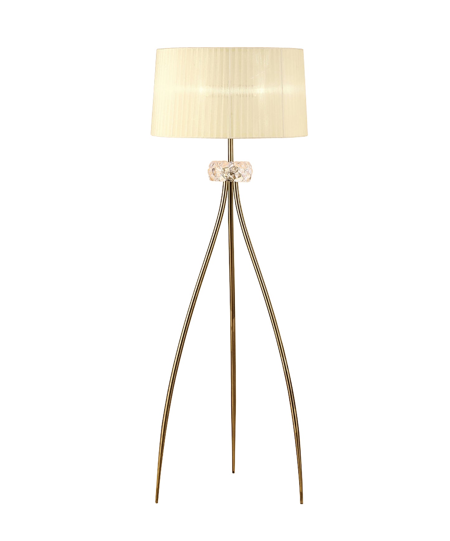 Loewe Floor Lamp 3 Light E27, Antique Brass With Cream Shade by Mantra