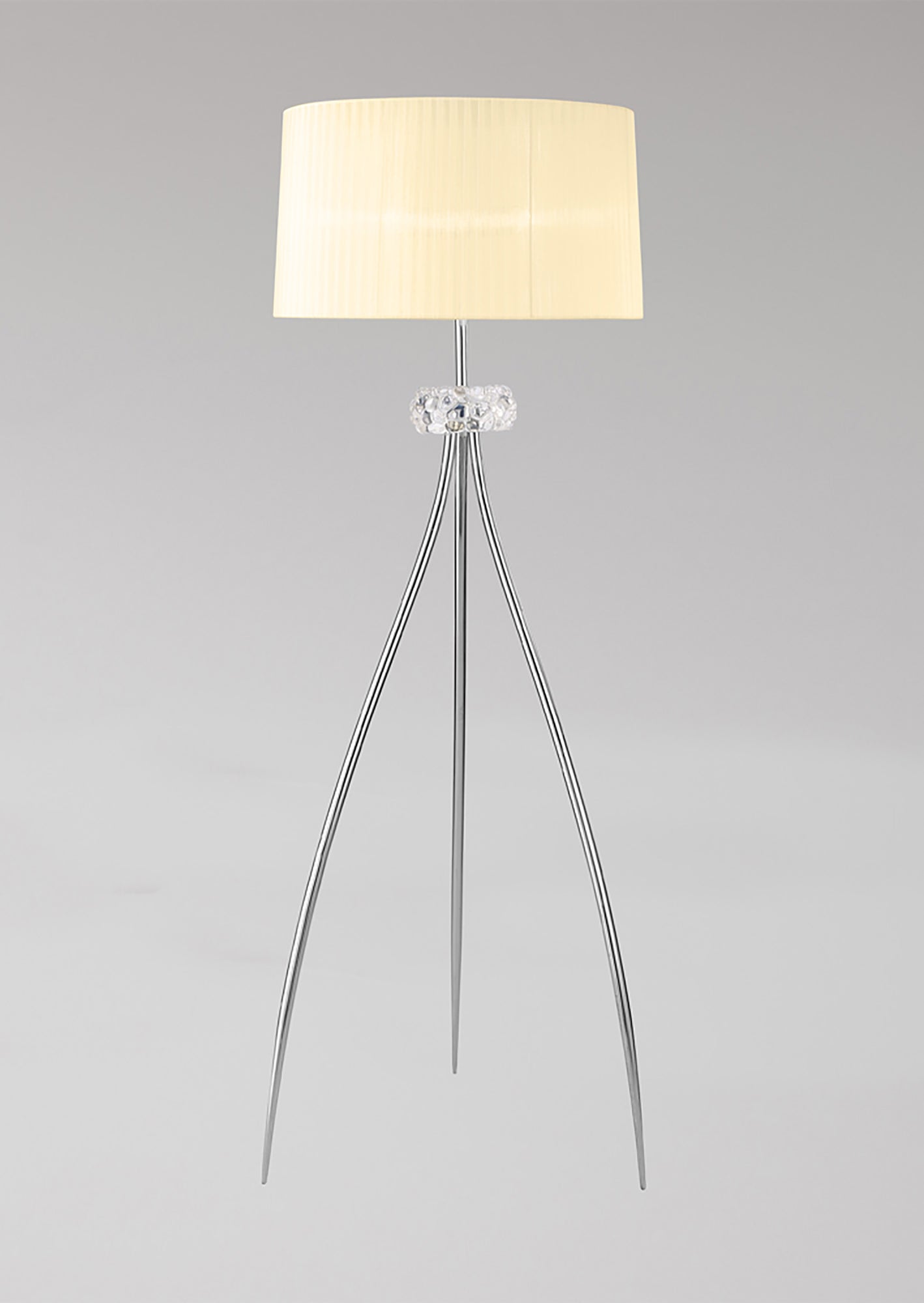 Loewe Floor Lamp 3 Light E27, Polished Chrome With Cream Shade by Mantra