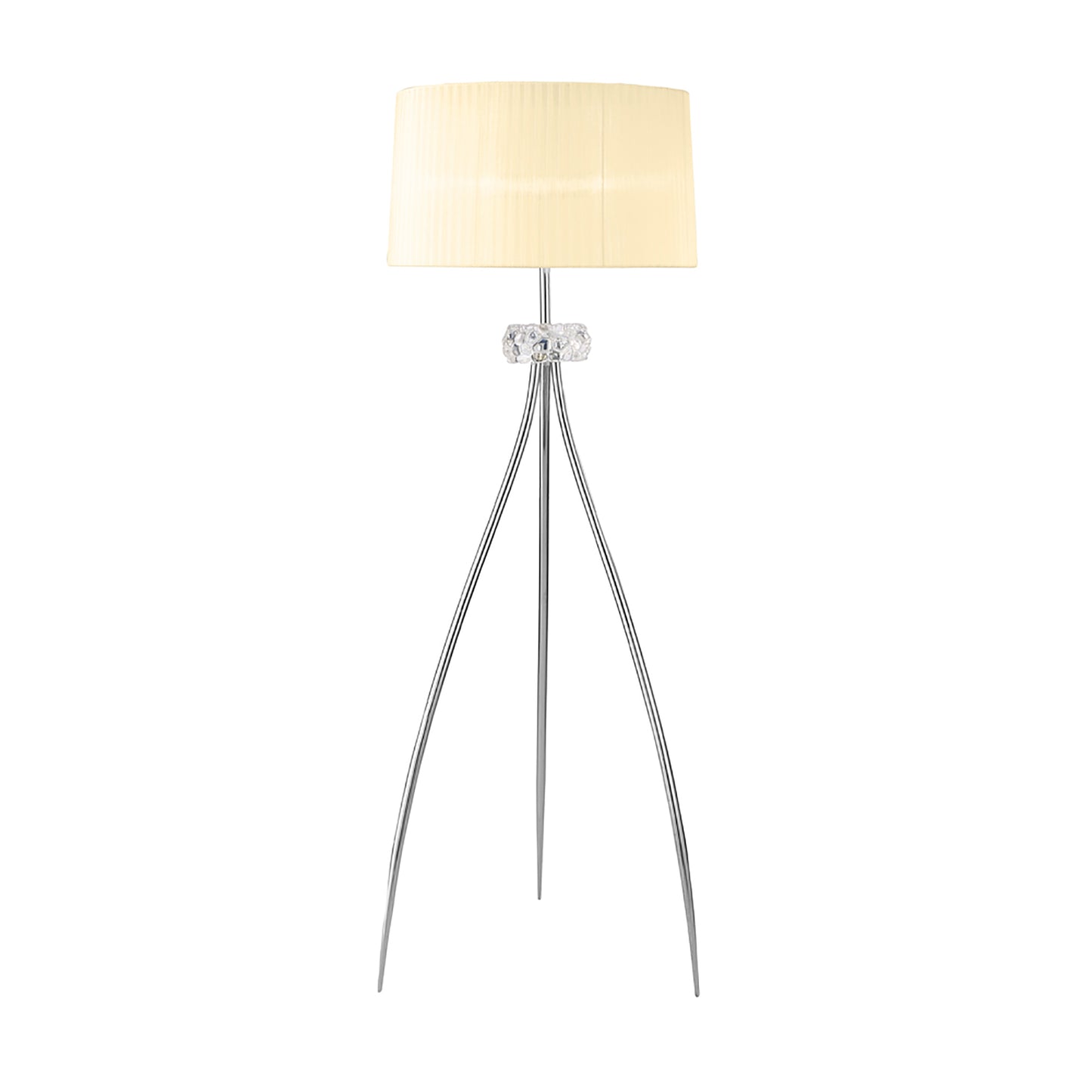 Loewe Floor Lamp 3 Light E27, Polished Chrome With Cream Shade by Mantra