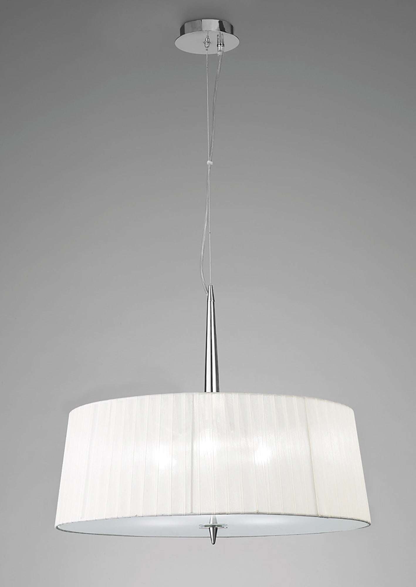 Loewe Single Pendant 3 Light E27, Polished Chrome With White Shade by Mantra