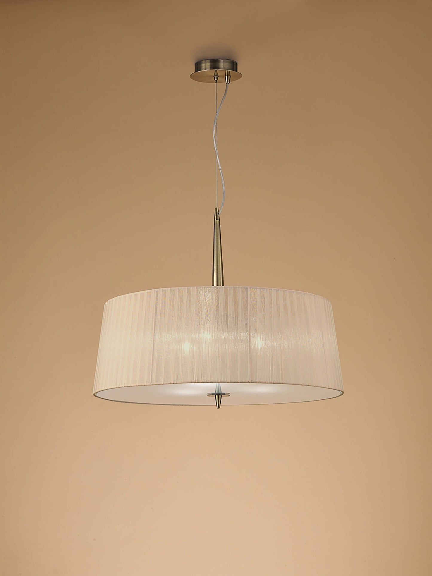 Loewe Single Pendant 3 Light E27, Antique Brass With Soft Bronze Shade by Mantra