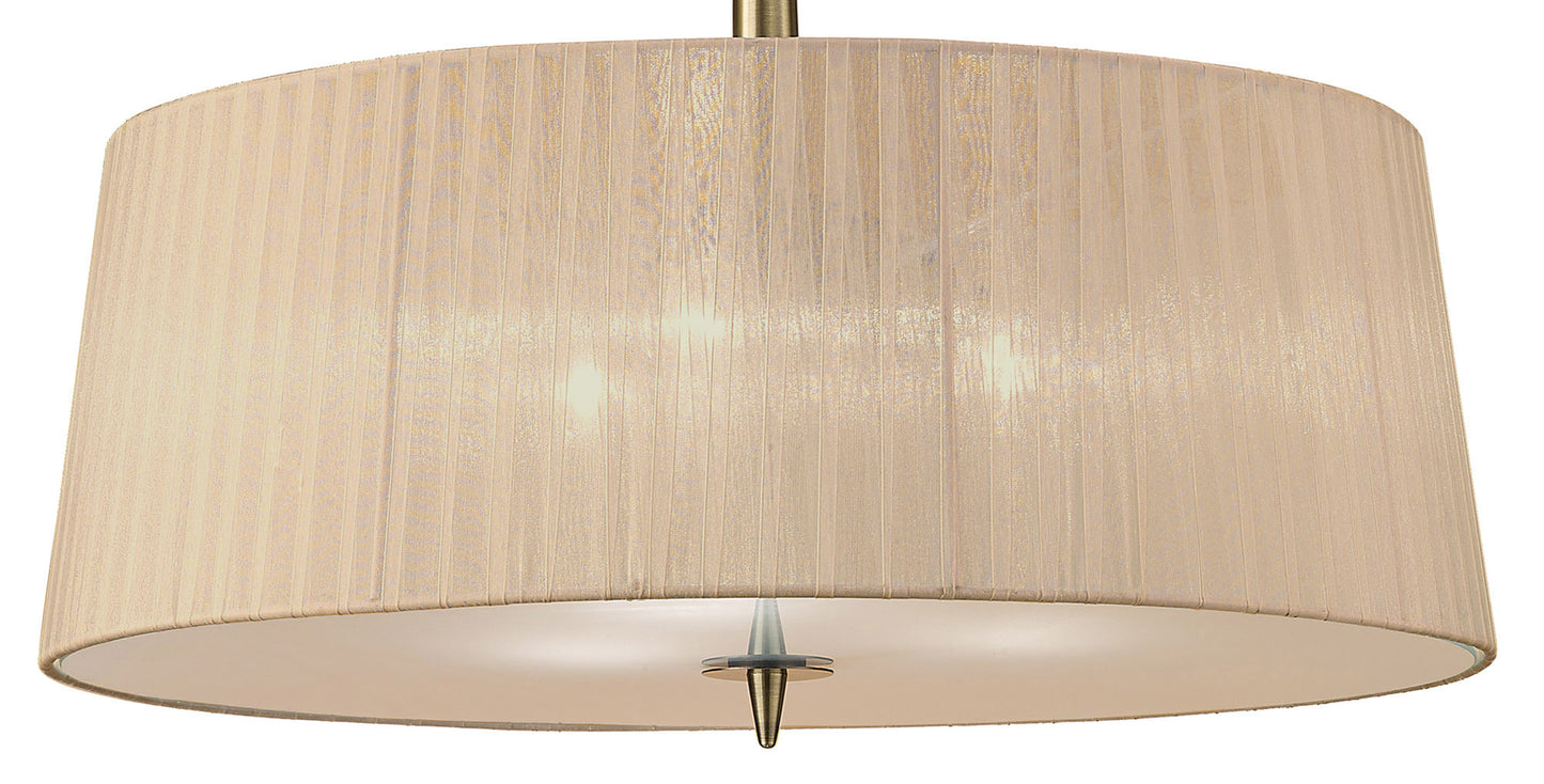 Loewe Single Pendant 3 Light E27, Antique Brass With Soft Bronze Shade by Mantra