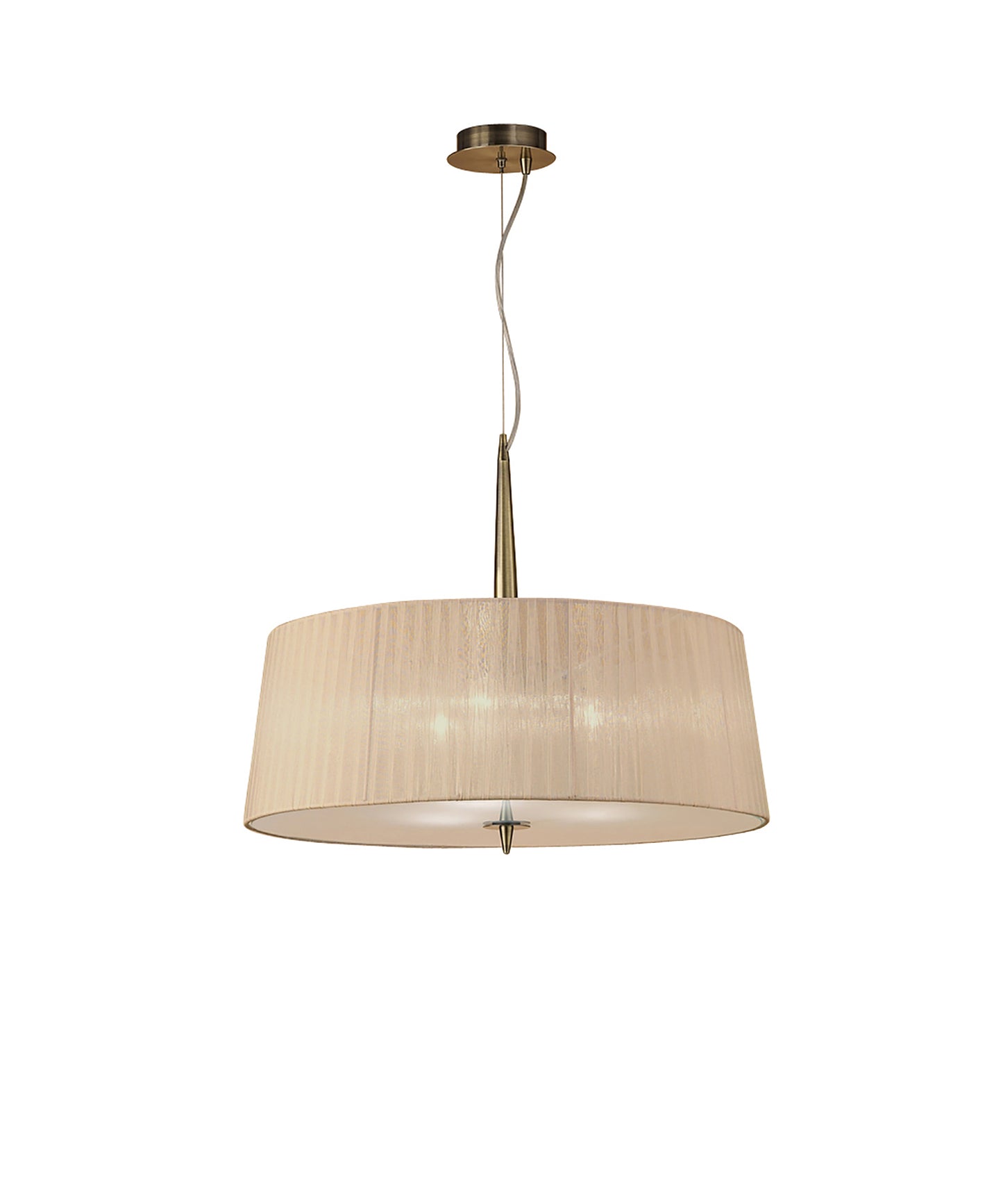 Loewe Single Pendant 3 Light E27, Antique Brass With Soft Bronze Shade by Mantra