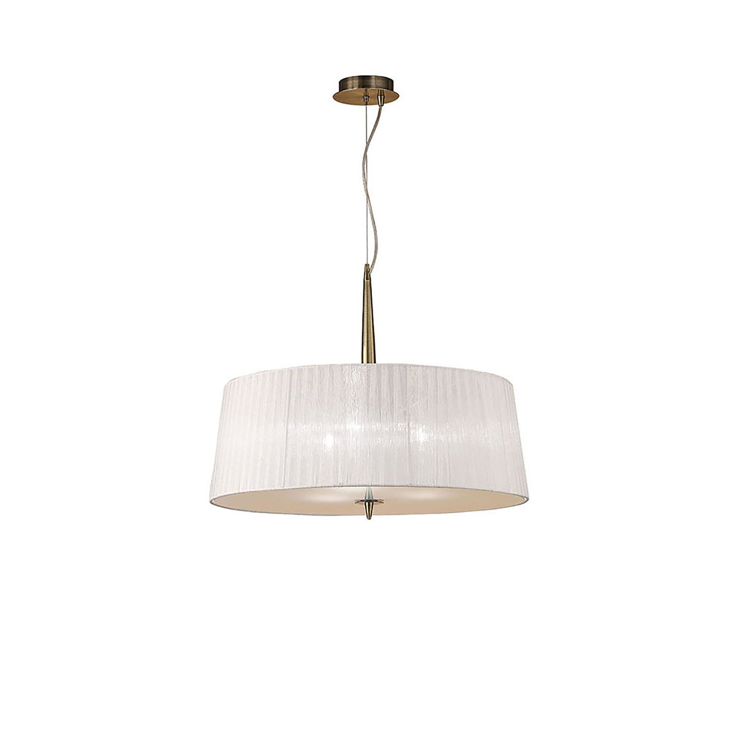 Loewe Single Pendant 3 Light E27, Antique Brass With White Shade (4739) by Mantra