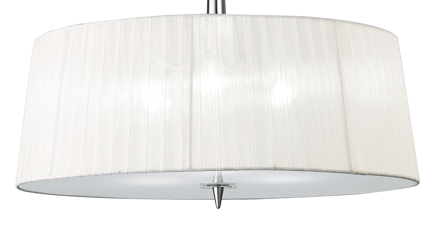 Loewe Single Pendant 3 Light E27, Polished Chrome With White Shade by Mantra