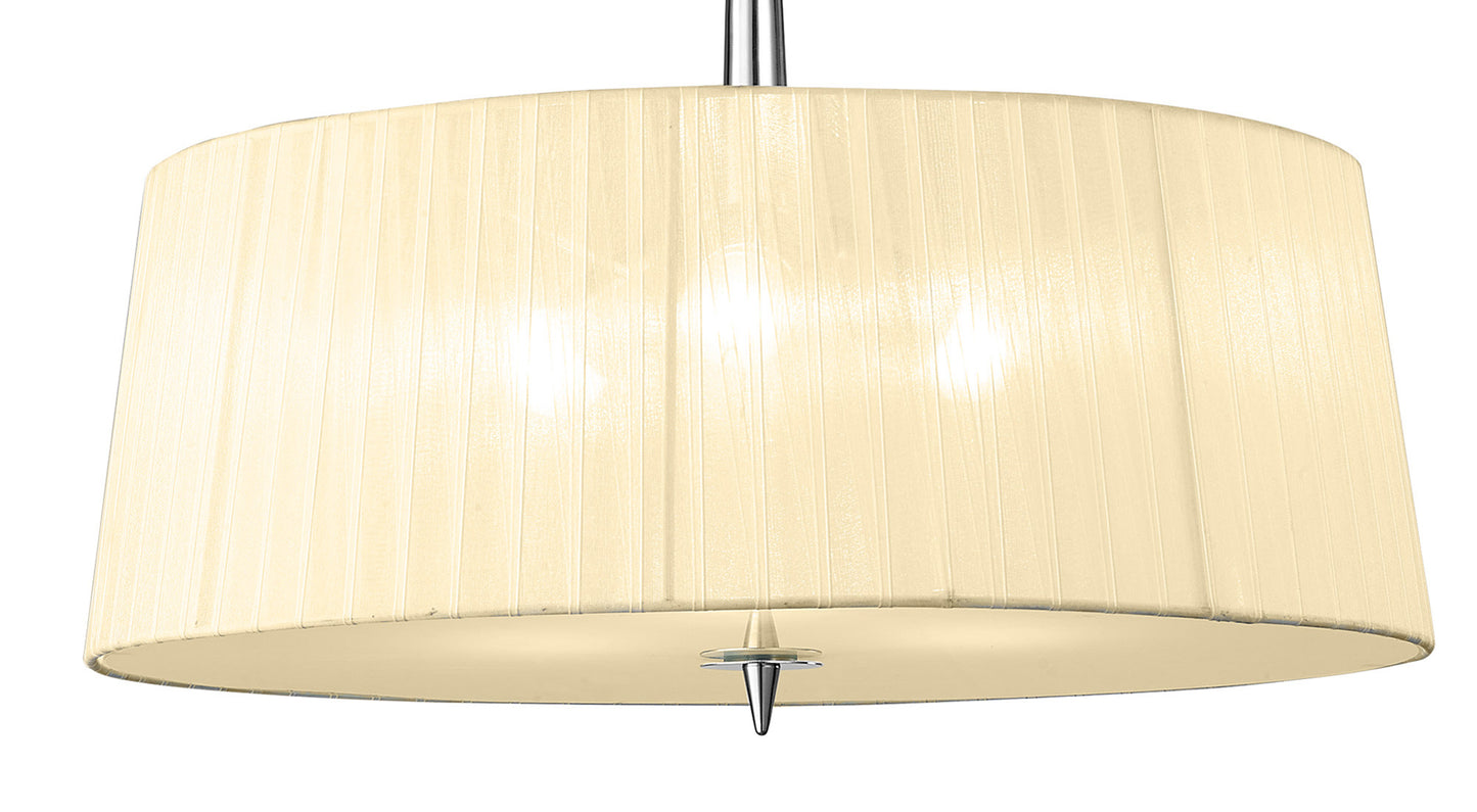 Loewe Single Pendant 3 Light E27, Polished Chrome With Cream Shade by Mantra