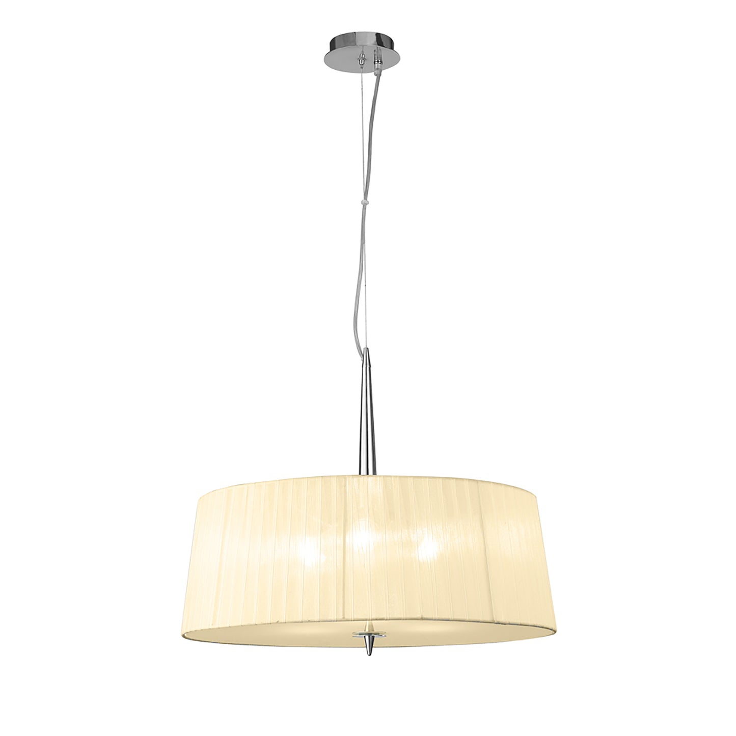 Loewe Single Pendant 3 Light E27, Polished Chrome With Cream Shade by Mantra