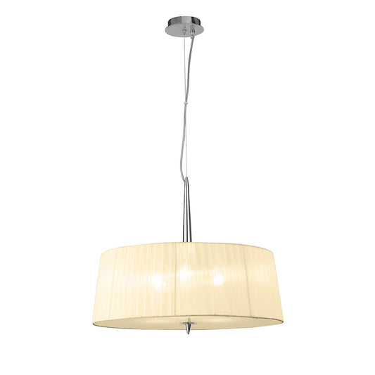 Loewe Single Pendant 3 Light E27, Polished Chrome With Cream Shade by Mantra