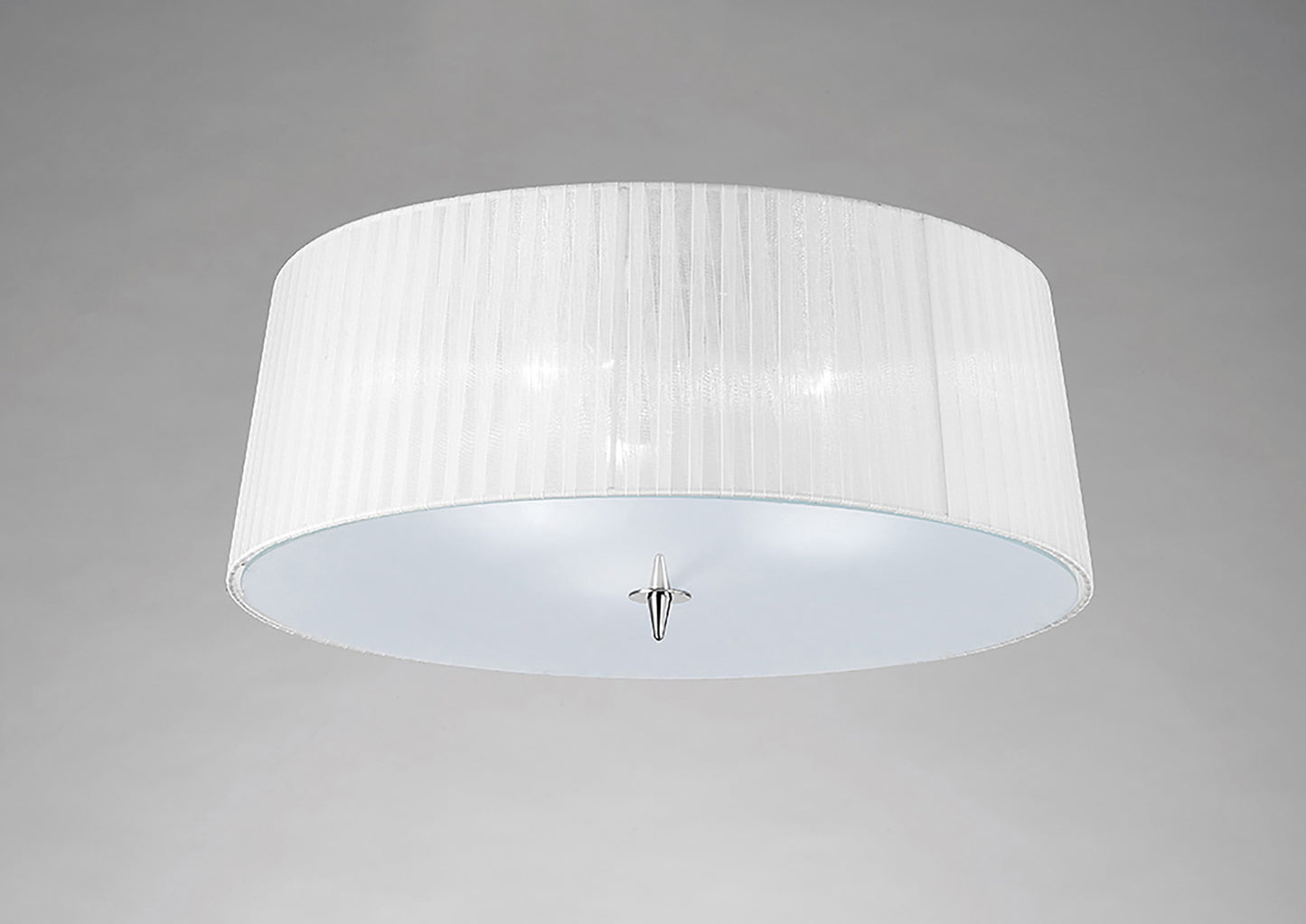 Loewe Flush Ceiling 3 Light E27, Polished Chrome With White Shade by Mantra