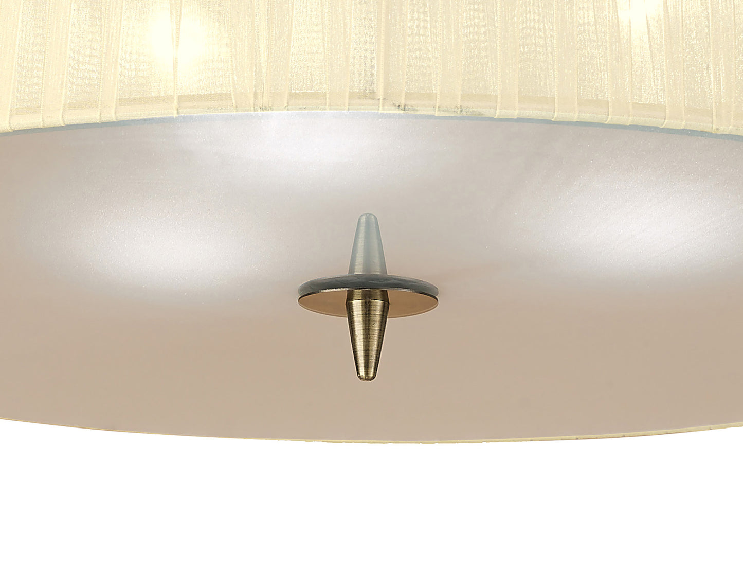 Loewe Flush Ceiling 3 Light E27, Antique Brass With Cream Shade by Mantra