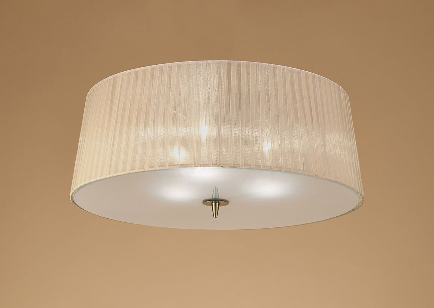 Loewe Flush Ceiling 3 Light E27, Antique Brass With Soft Bronze Shade by Mantra