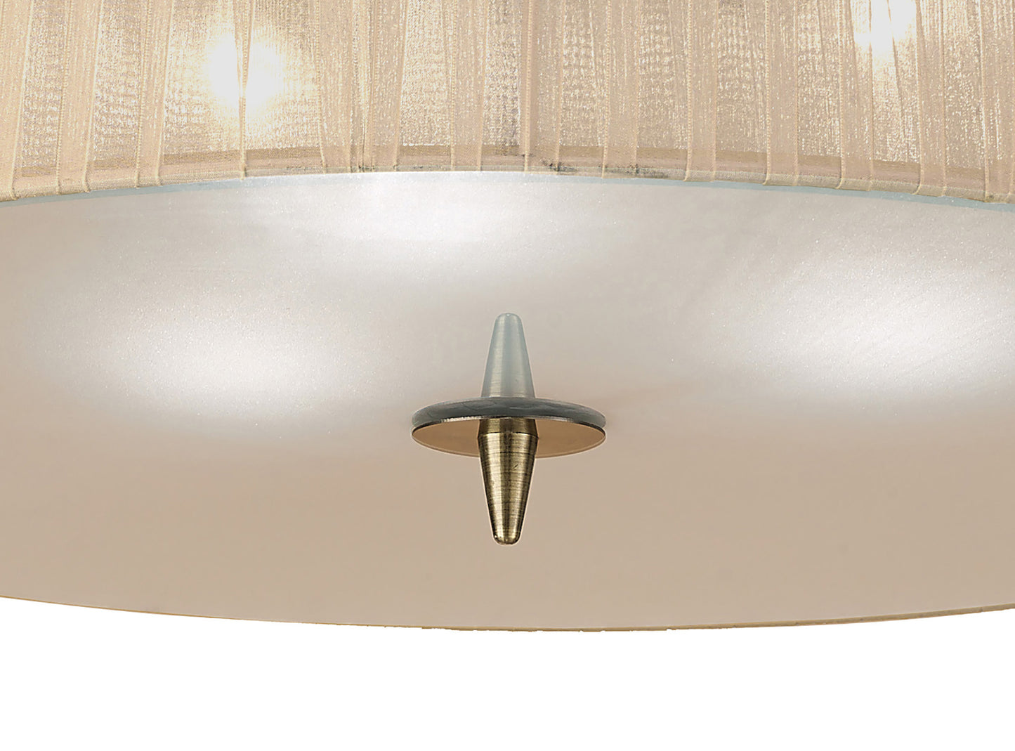 Loewe Flush Ceiling 3 Light E27, Antique Brass With Soft Bronze Shade by Mantra