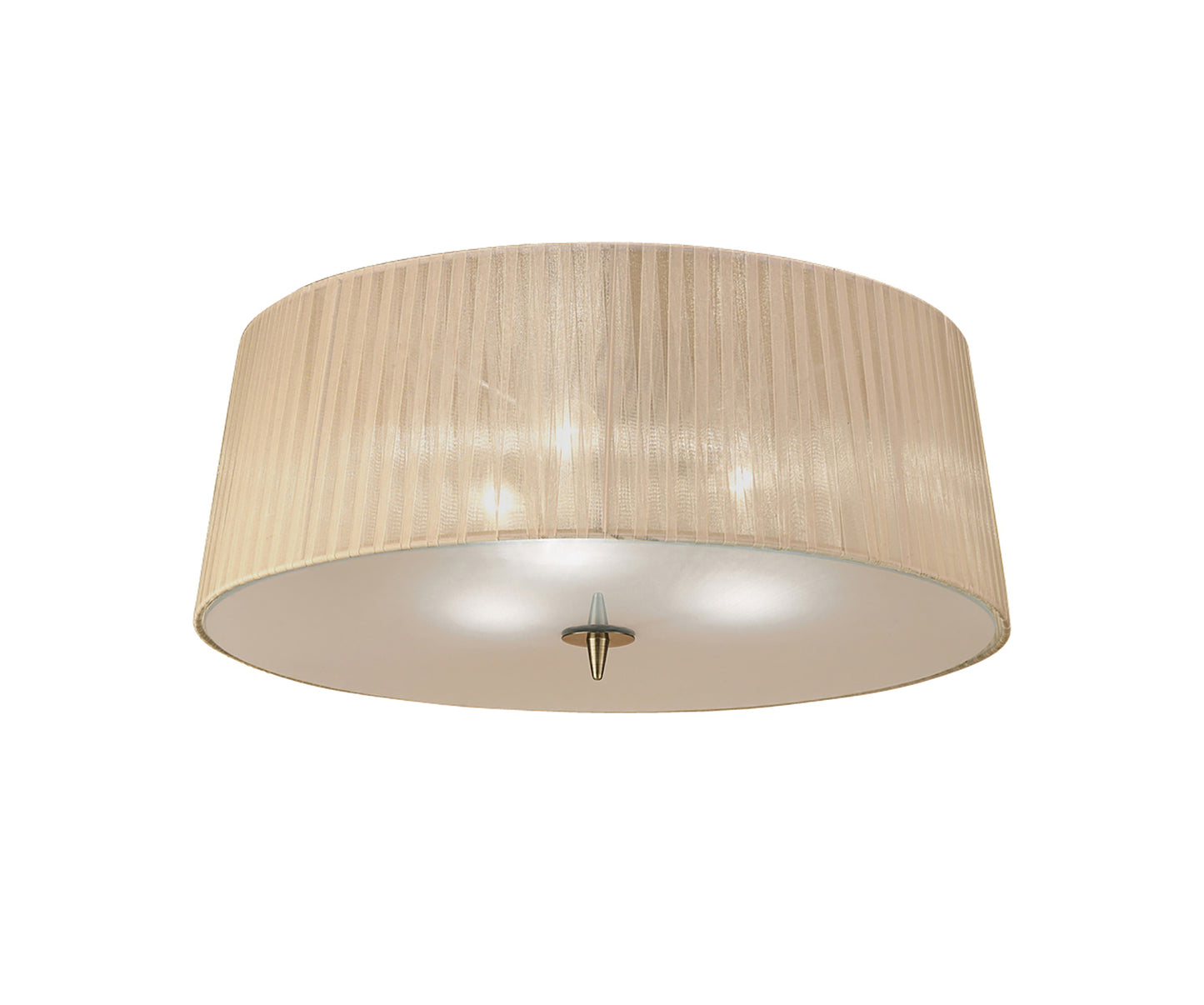 Loewe Flush Ceiling 3 Light E27, Antique Brass With Soft Bronze Shade by Mantra