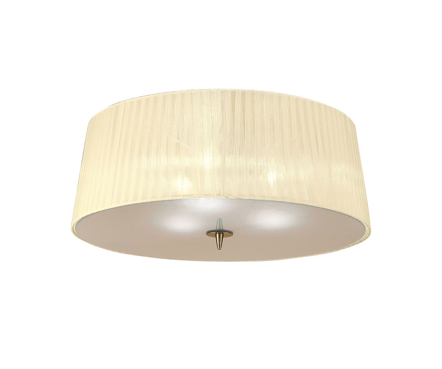 Loewe Flush Ceiling 3 Light E27, Antique Brass With Cream Shade by Mantra