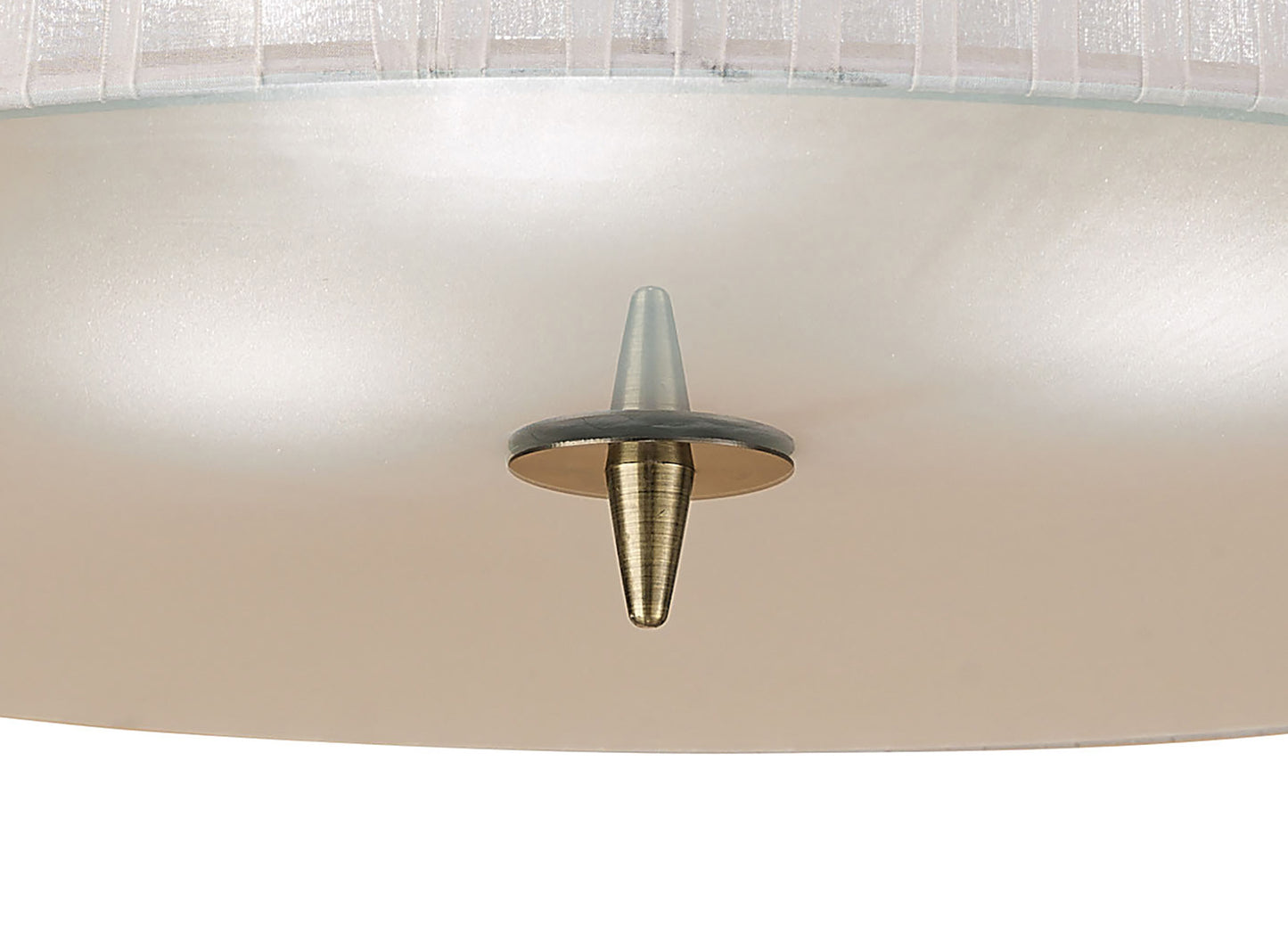 Loewe Flush Ceiling 3 Light E27, Antique Brass With White Shade (4740) by Mantra