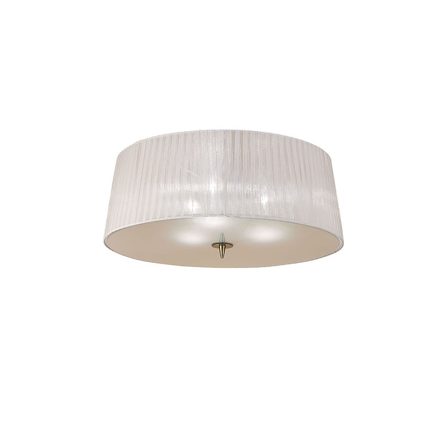 Loewe Flush Ceiling 3 Light E27, Antique Brass With White Shade (4740) by Mantra