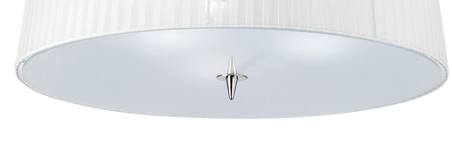 Loewe Flush Ceiling 3 Light E27, Polished Chrome With White Shade by Mantra