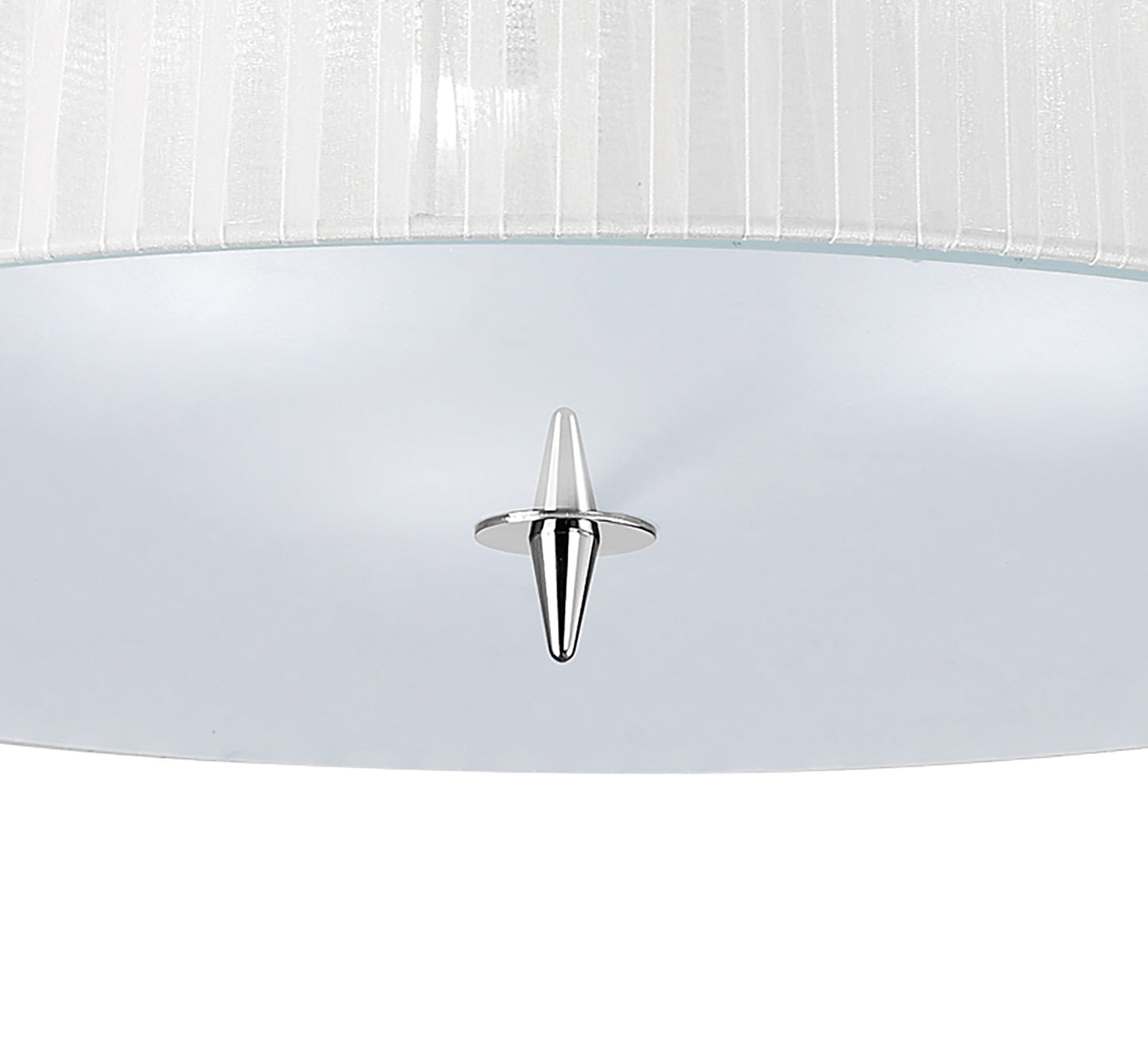 Loewe Flush Ceiling 3 Light E27, Polished Chrome With White Shade by Mantra