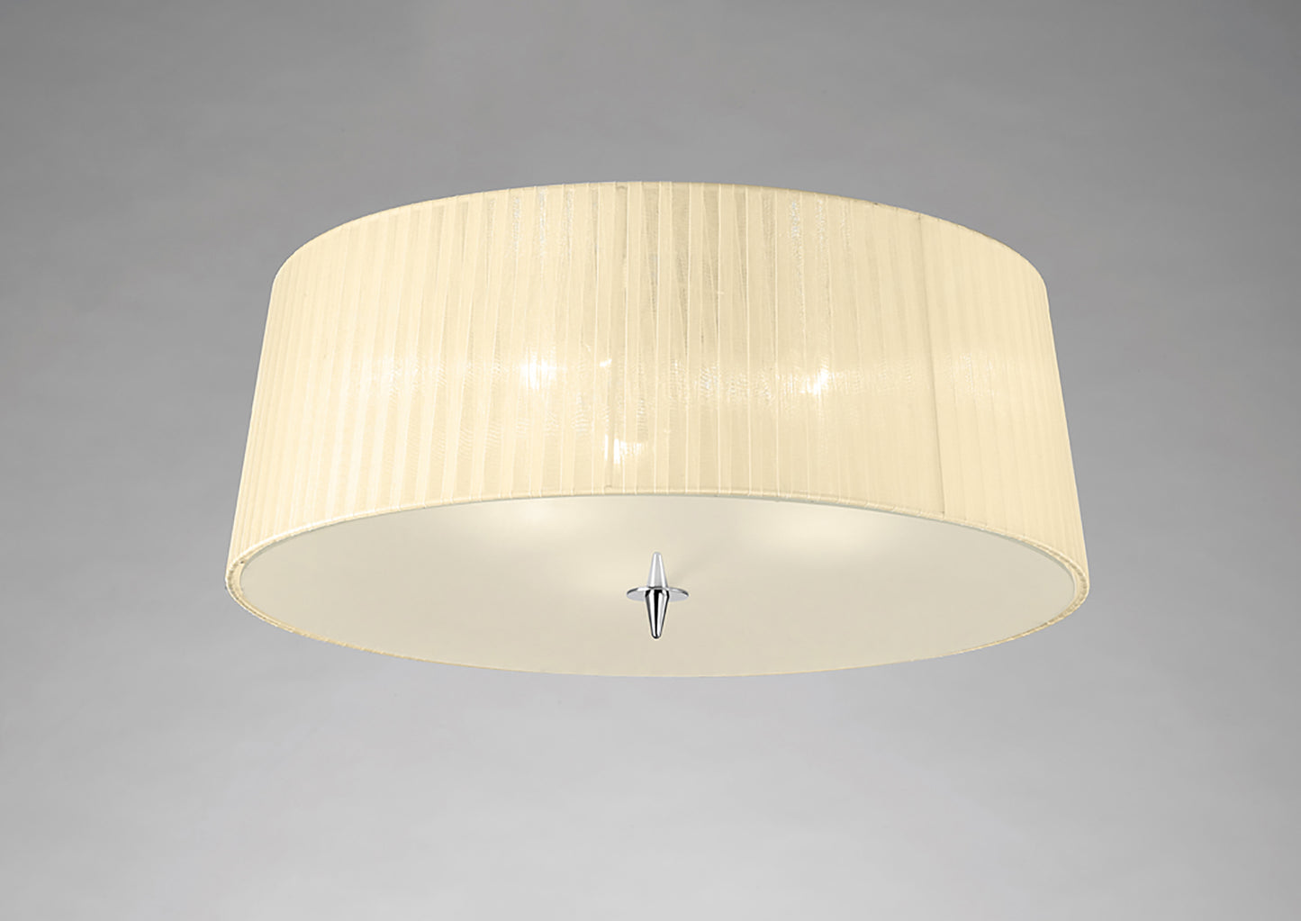 Loewe Flush Ceiling 3 Light E27, Polished Chrome With Cream Shade by Mantra