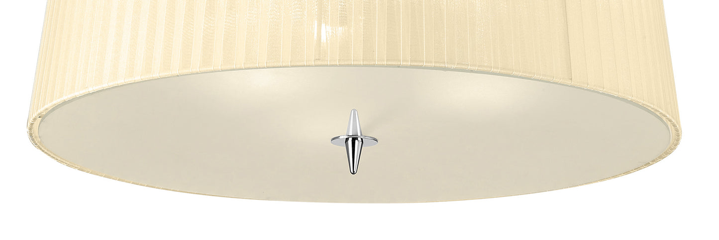 Loewe Flush Ceiling 3 Light E27, Polished Chrome With Cream Shade by Mantra