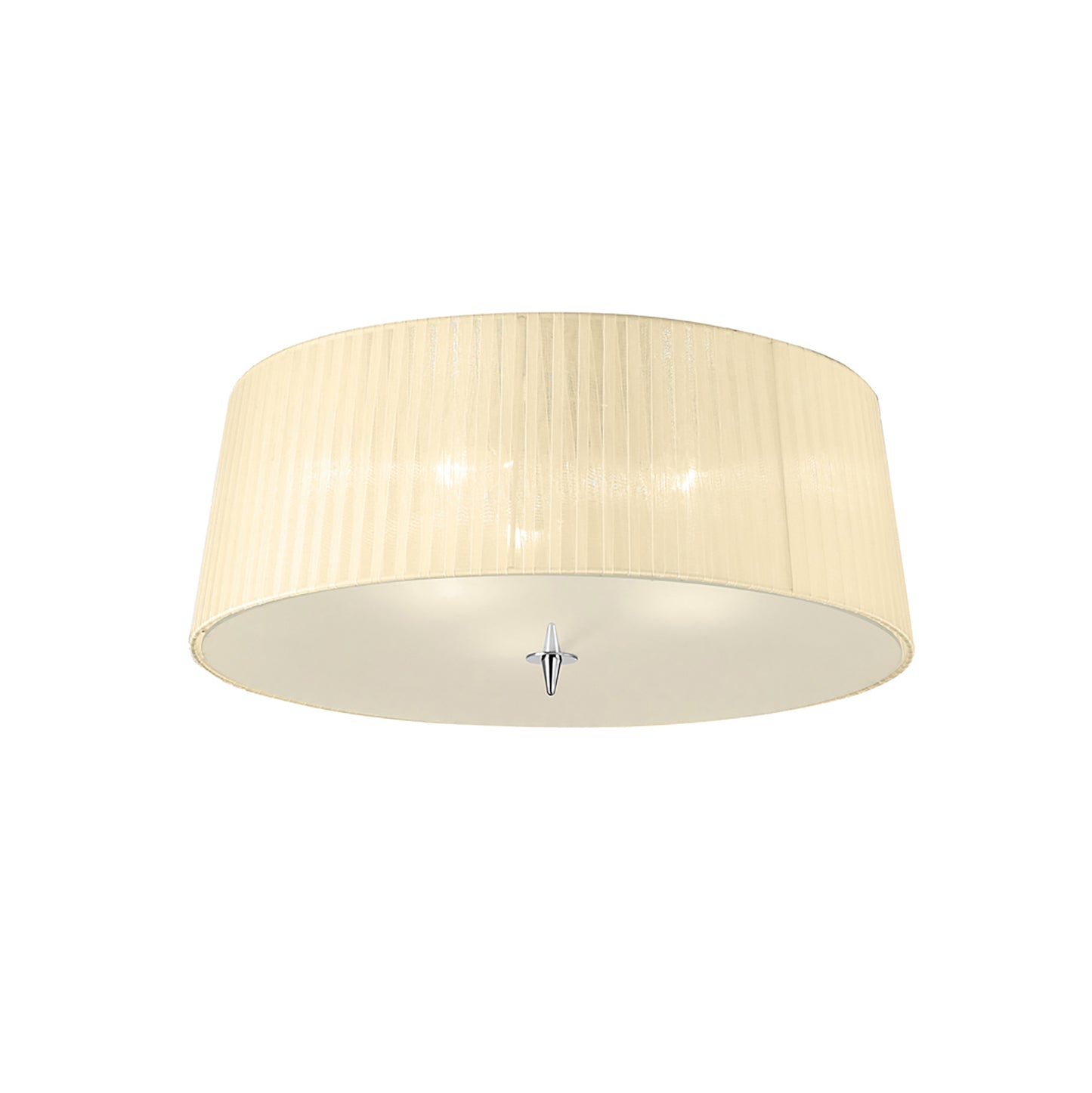 Loewe Flush Ceiling 3 Light E27, Polished Chrome With Cream Shade by Mantra