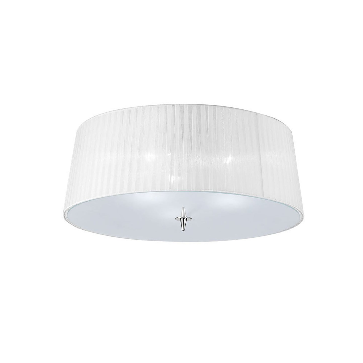 Loewe Flush Ceiling 3 Light E27, Polished Chrome With White Shade by Mantra