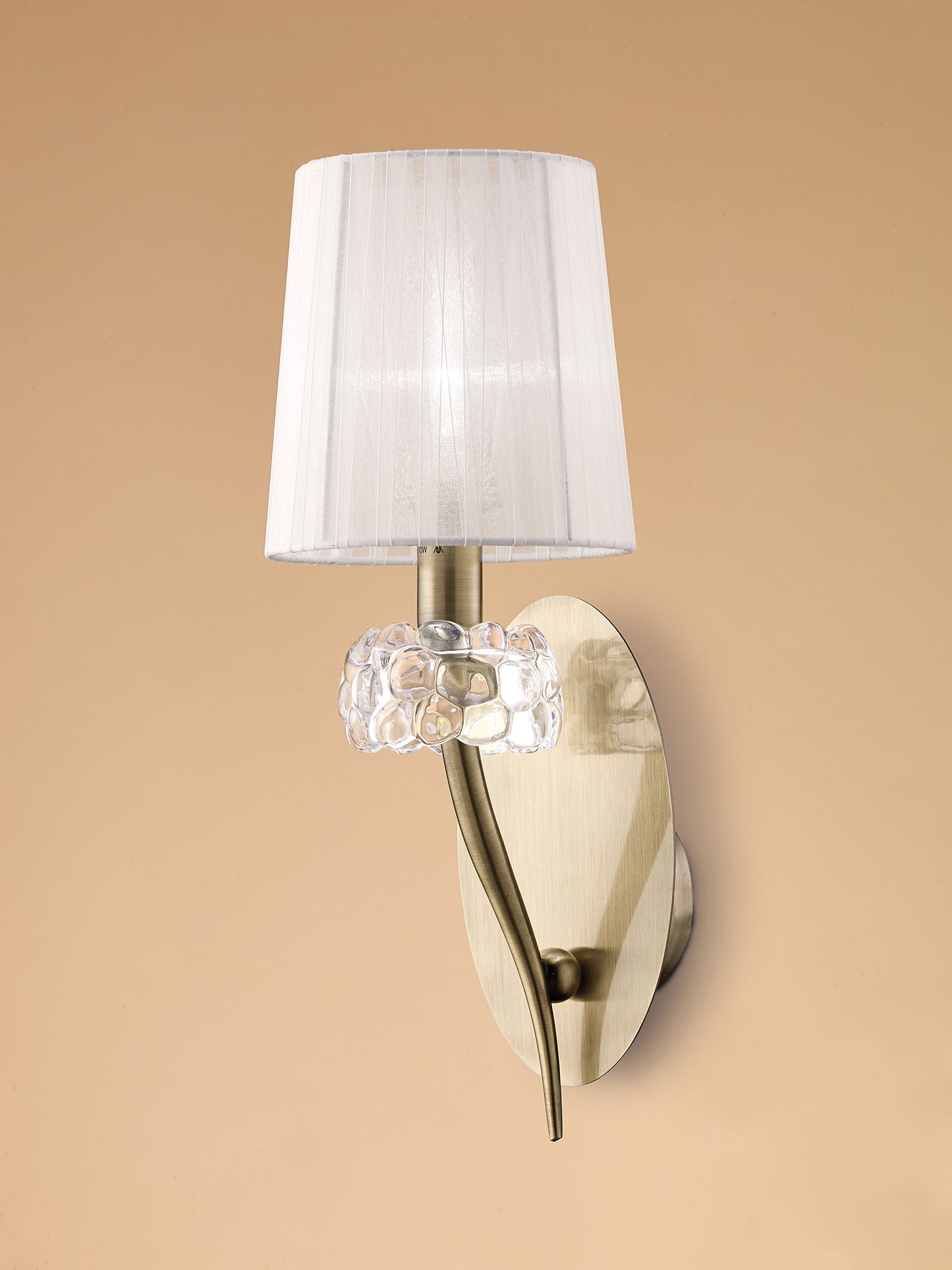 Loewe Wall Lamp 1 Light E14, Antique Brass With White Shade (4735) by Mantra