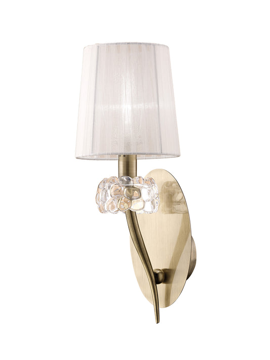 Loewe Wall Lamp 1 Light E14, Antique Brass With White Shade (4735) by Mantra