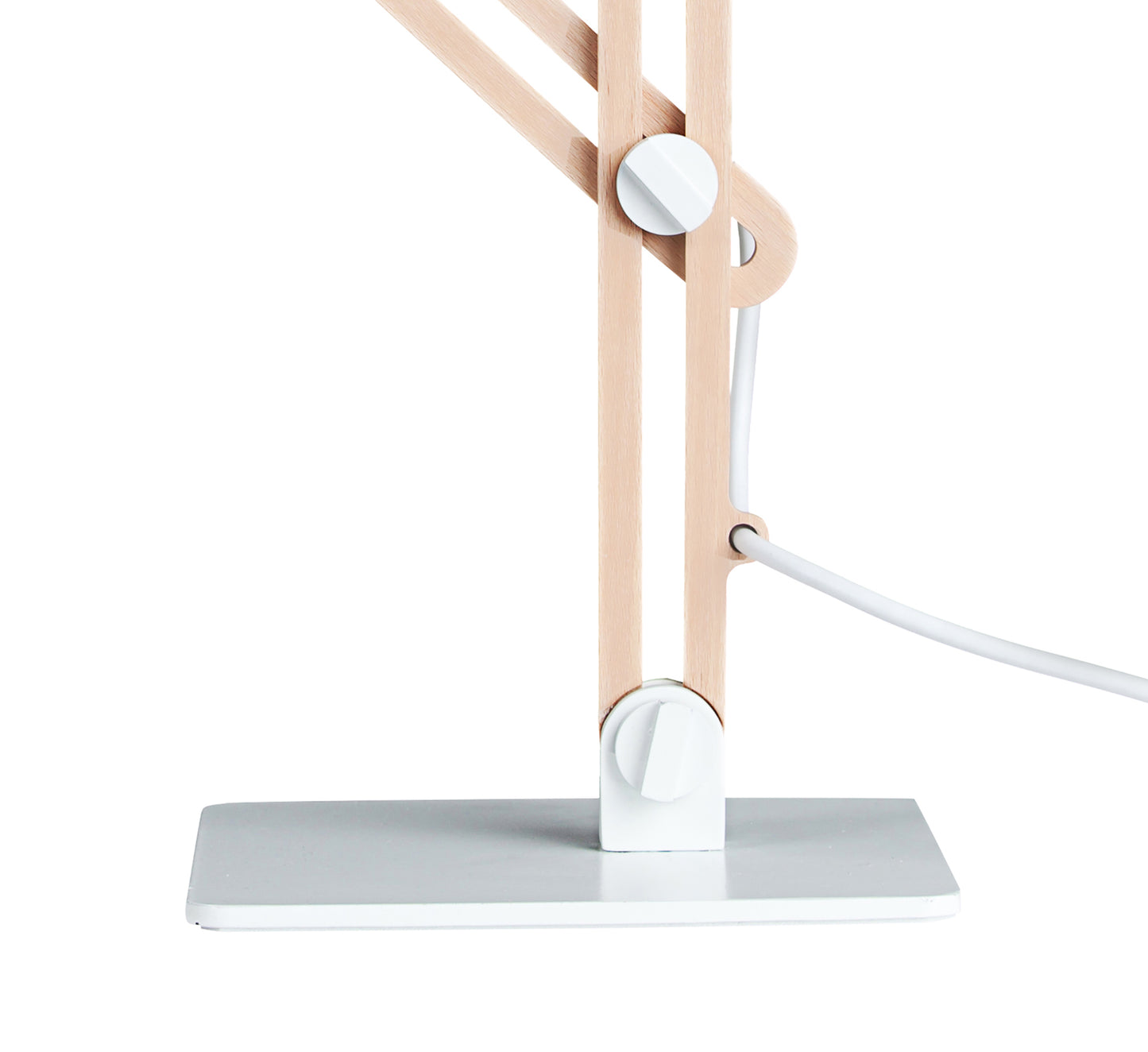 Looker Table Lamp 1 Light E27, Matt White/Beech by Mantra