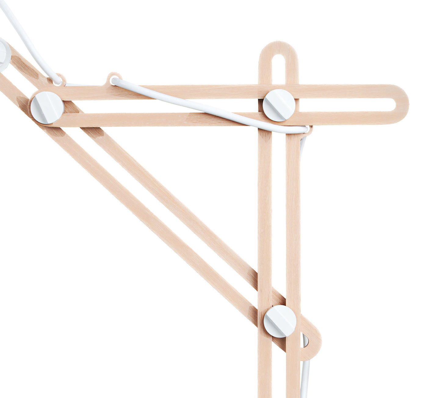 Looker Table Lamp 1 Light E27, Matt White/Beech by Mantra