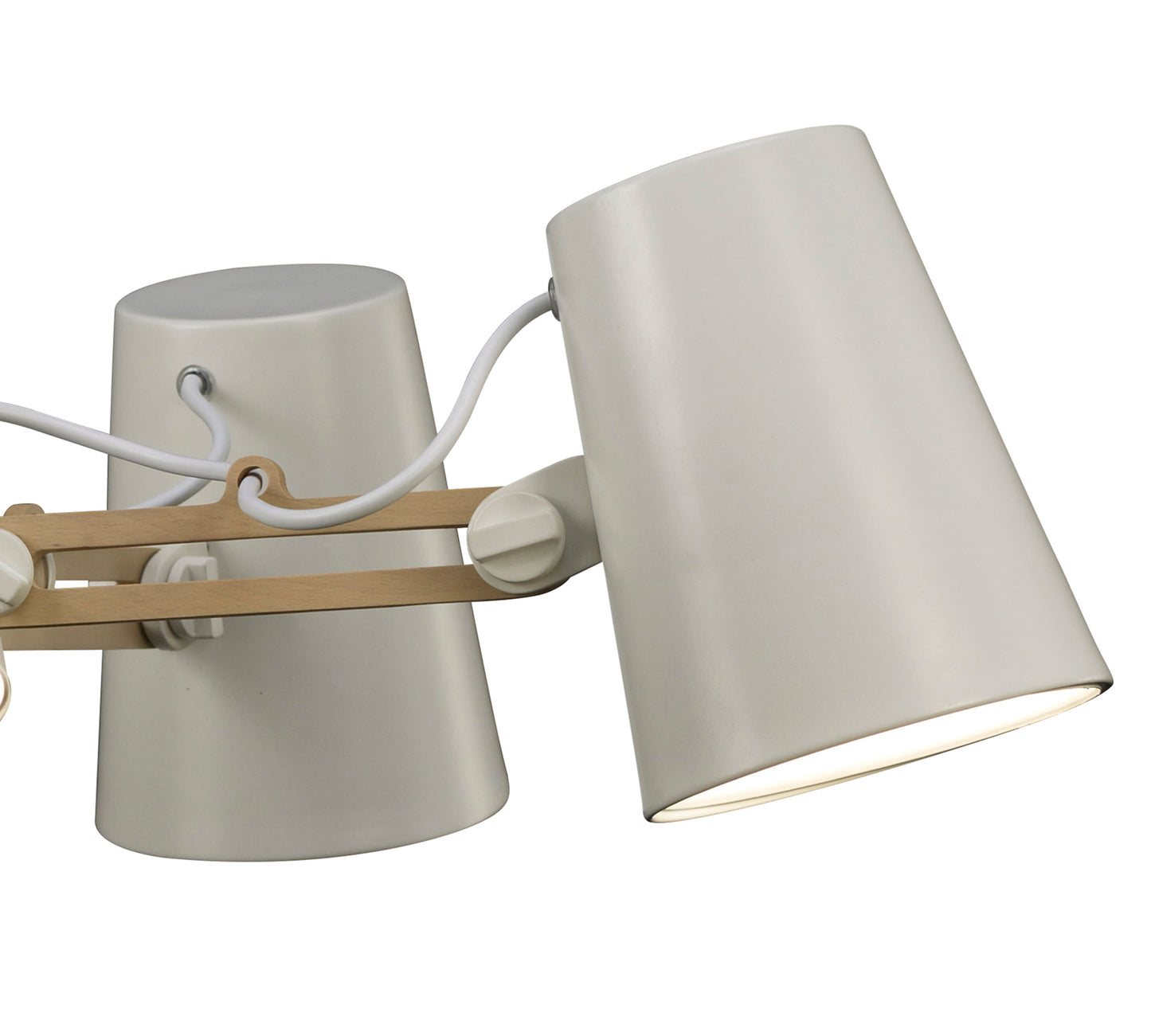 Looker Pendant 5 Light E27, Matt White / Beech by Mantra