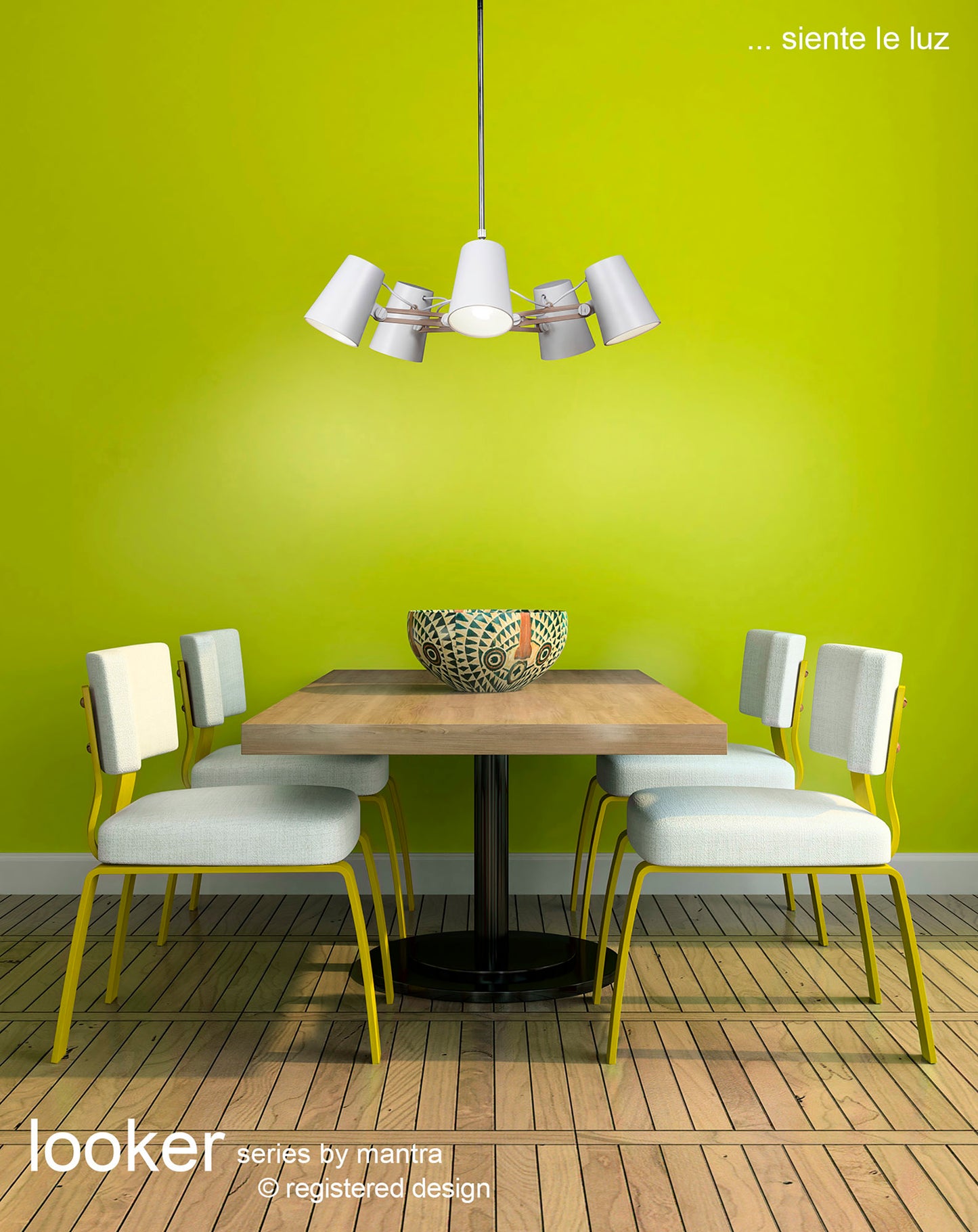 Looker Table Lamp 1 Light E27, Matt White/Green by Mantra