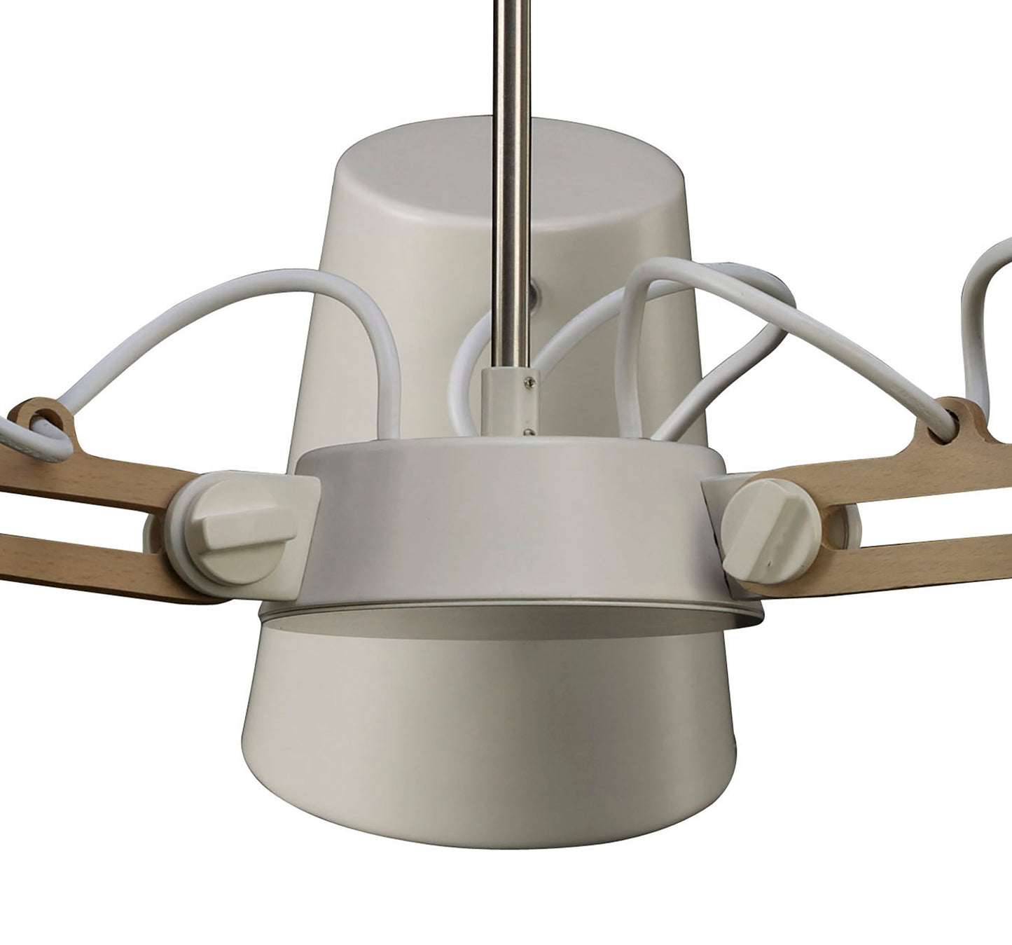 Looker Pendant 3 Light E27, Matt White / Beech by Mantra