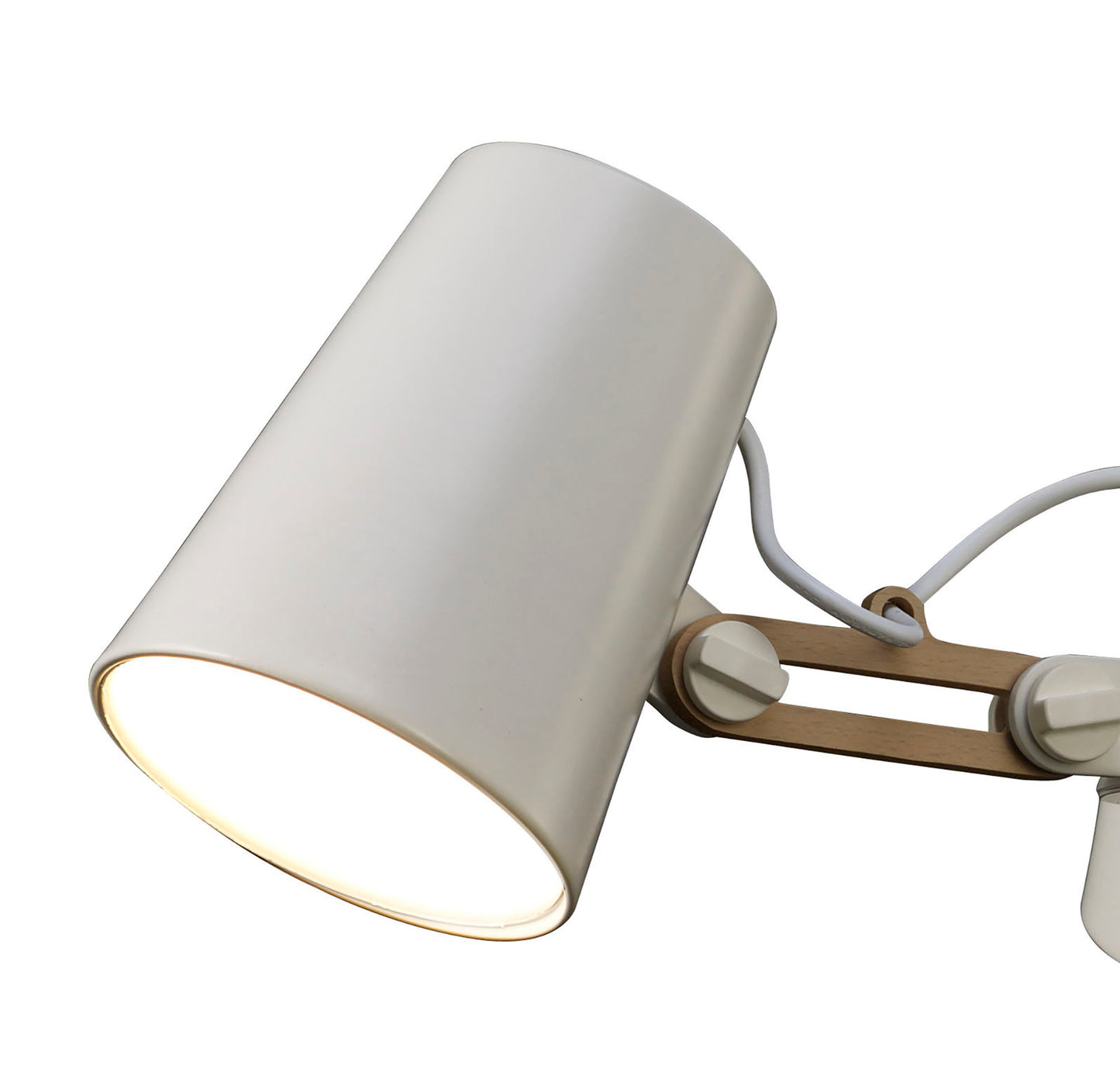 Looker Pendant 3 Light E27, Matt White / Beech by Mantra