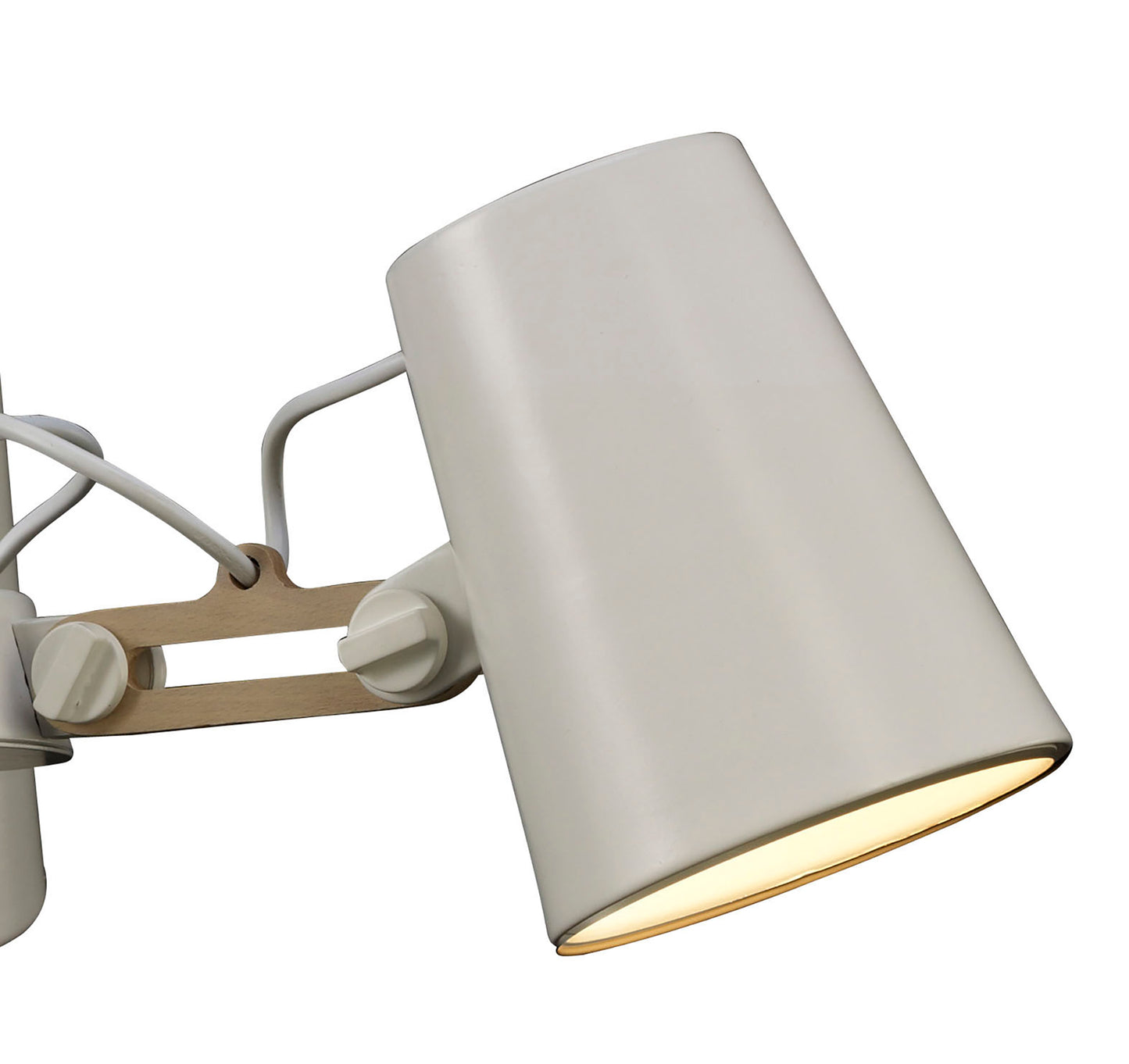 Looker Pendant 3 Light E27, Matt White / Beech by Mantra