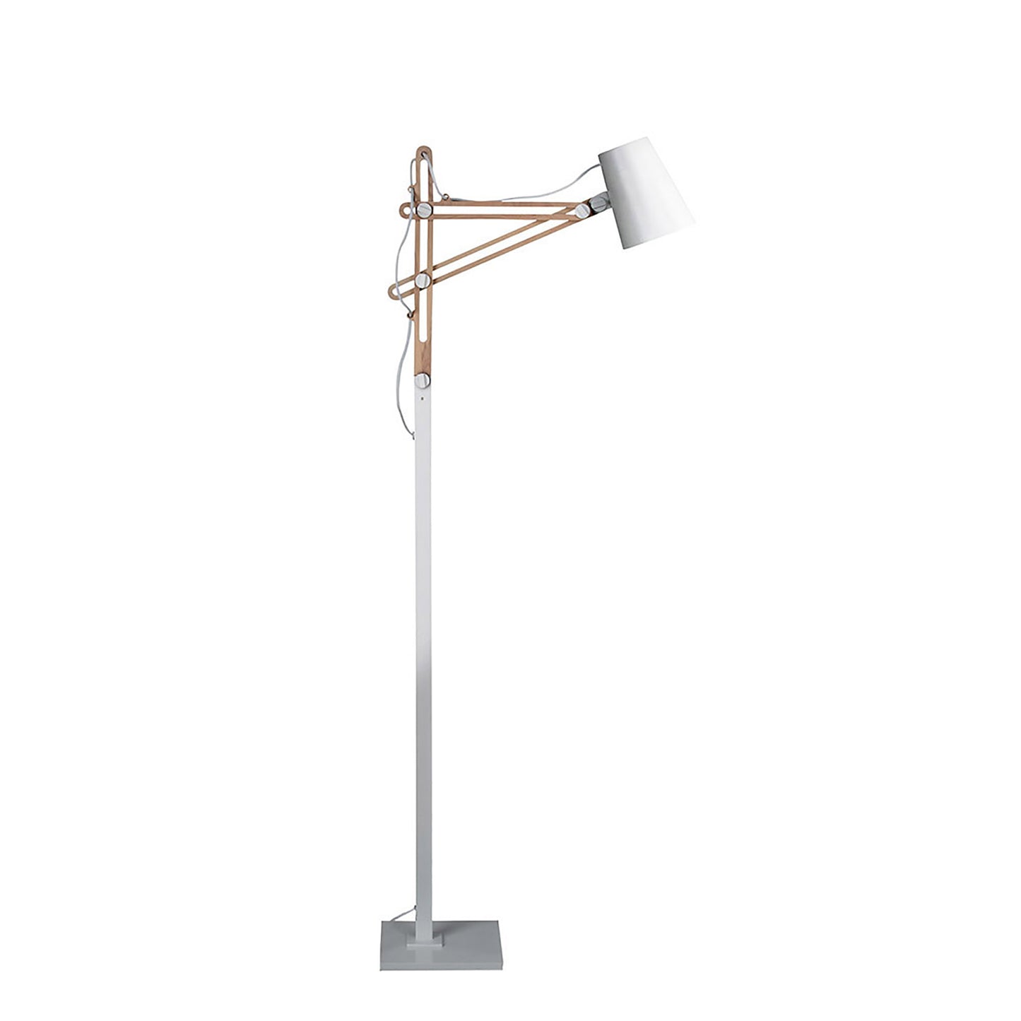 Looker Floor Lamp 1 Light E27 , Matt White/Beech by Mantra