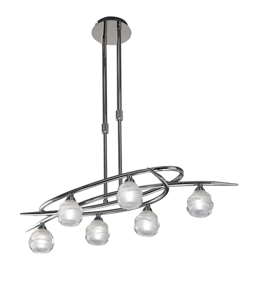 Loop Rectangular Telescopic Convertible To Semi Flush 6 Light G9 ECO, Polished Chrome by Mantra