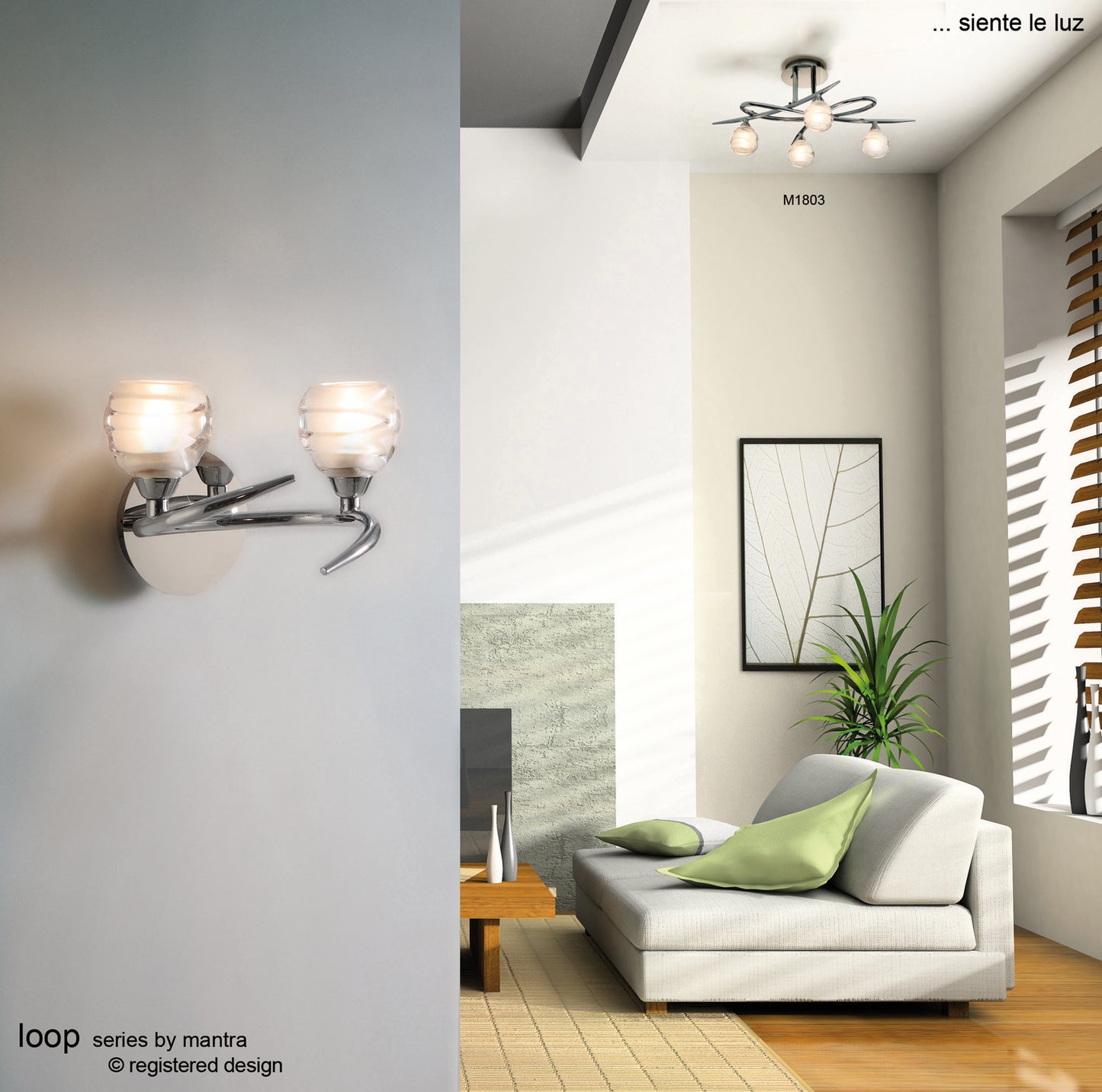 Loop Ceiling 3 Light G9, Polished Chrome by Mantra