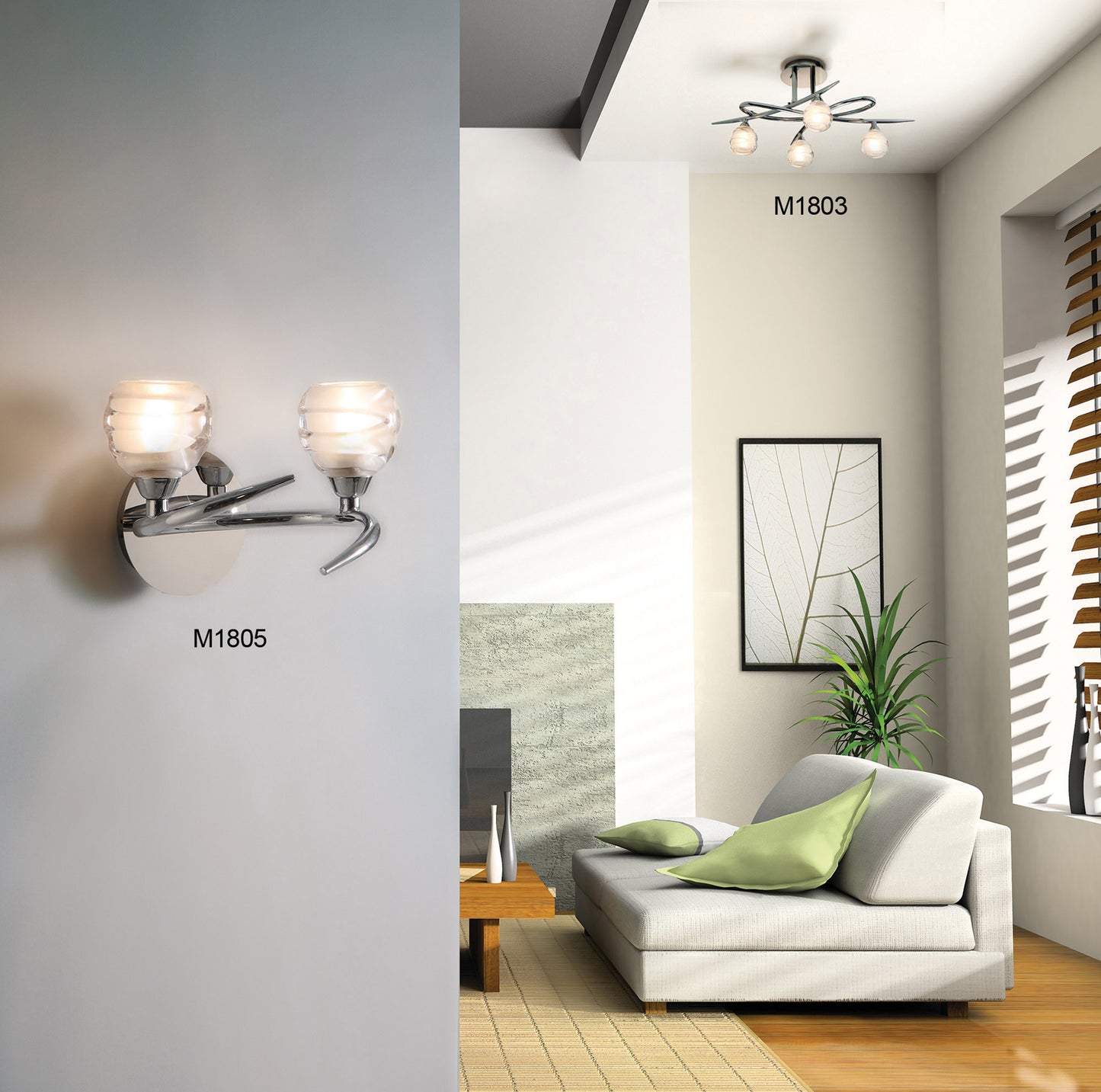 Loop Flush Ceiling 3 Light G9 ECO, Polished Chrome by Mantra