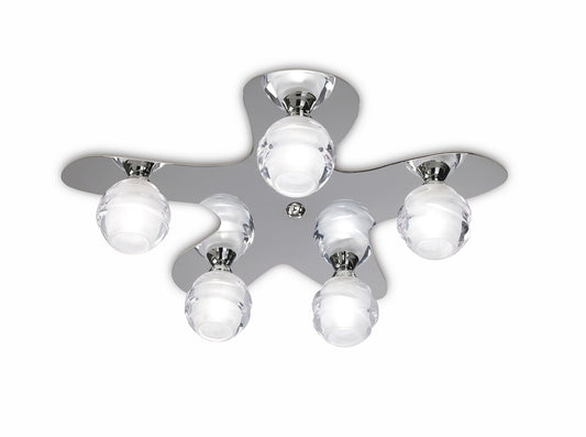 Loop Flush Ceiling 5 Light G9 ECO, Polished Chrome by Mantra