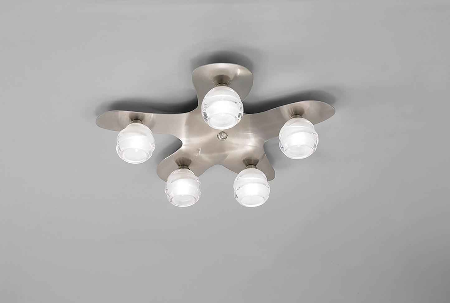 Loop Flush Ceiling 5 Light G9 ECO, Satin Nickel by Mantra