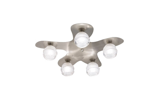 Loop Flush Ceiling 5 Light G9 ECO, Satin Nickel by Mantra