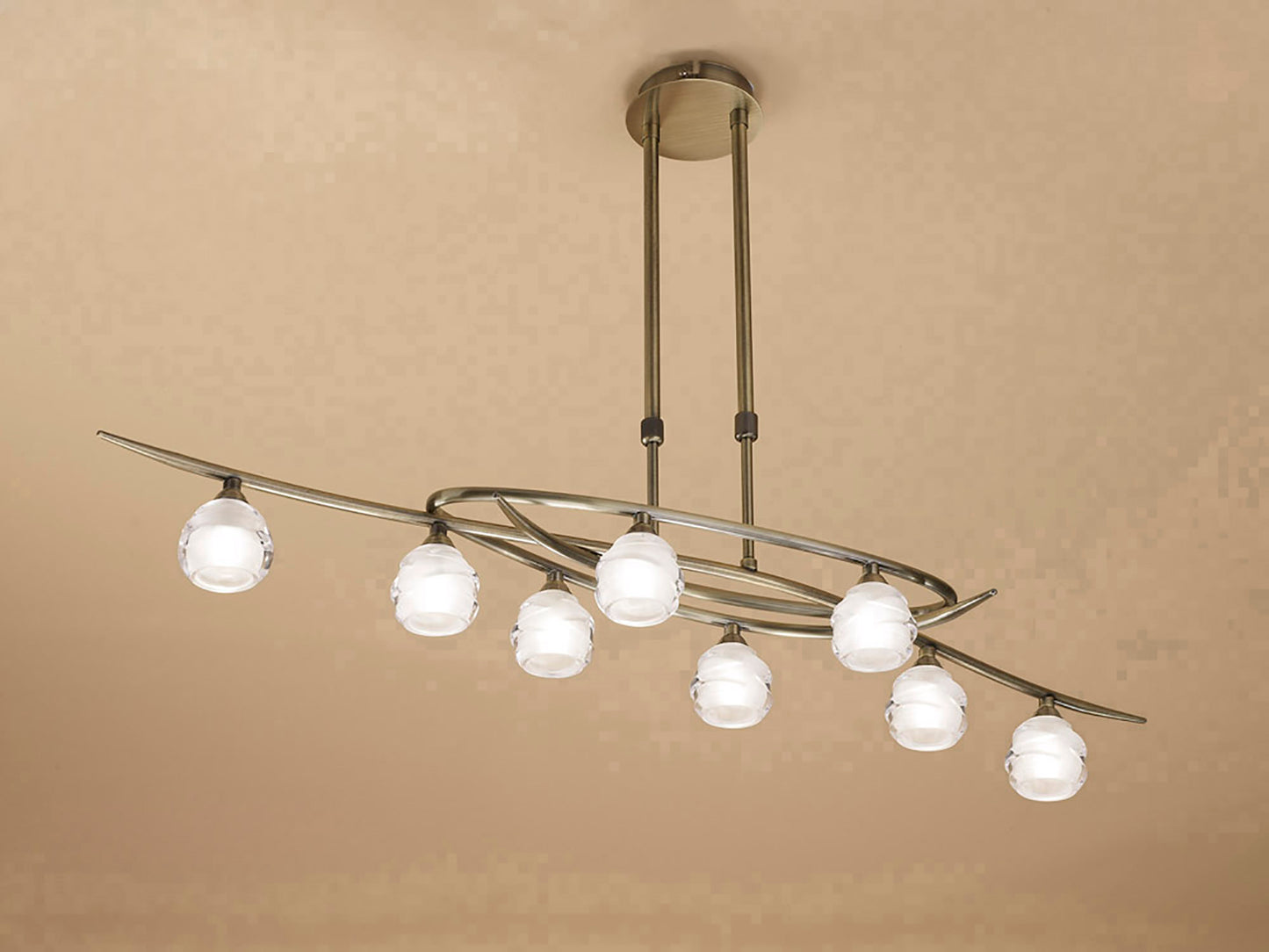Loop Rectangular Telescopic 8 Light G9 ECO Line, Antique Brass by Mantra