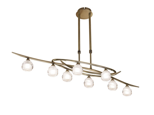 Loop Rectangular Telescopic 8 Light G9 ECO Line, Antique Brass by Mantra