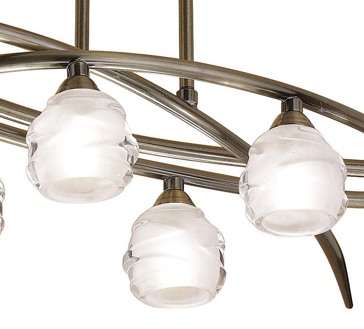 Loop Rectangular Telescopic Convertible To Semi Flush 6 Light G9 ECO, Antique Brass by Mantra