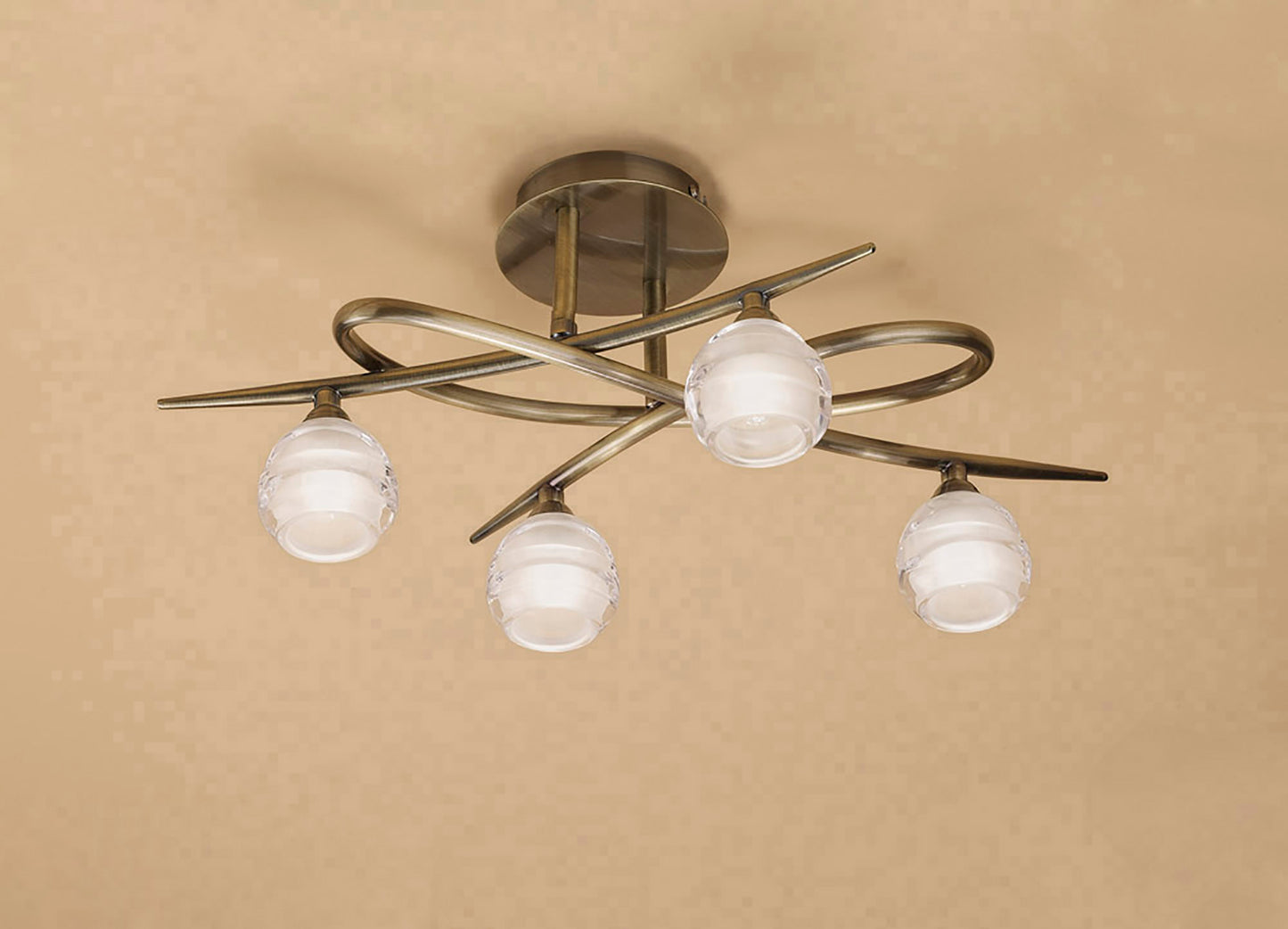 Loop Ceiling 4 Light G9 ECO, Antique Brass by Mantra