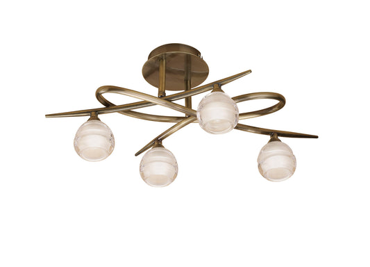 Loop Ceiling 4 Light G9 ECO, Antique Brass by Mantra