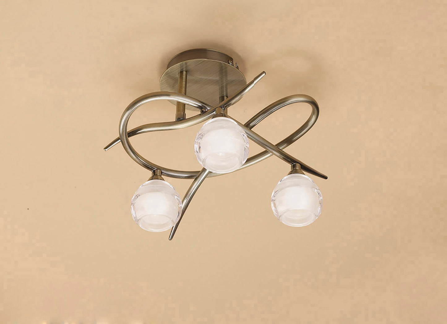 Loop Ceiling 3 Light G9 ECO, Antique Brass by Mantra