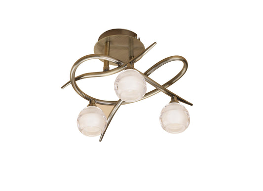 Loop Ceiling 3 Light G9 ECO, Antique Brass by Mantra