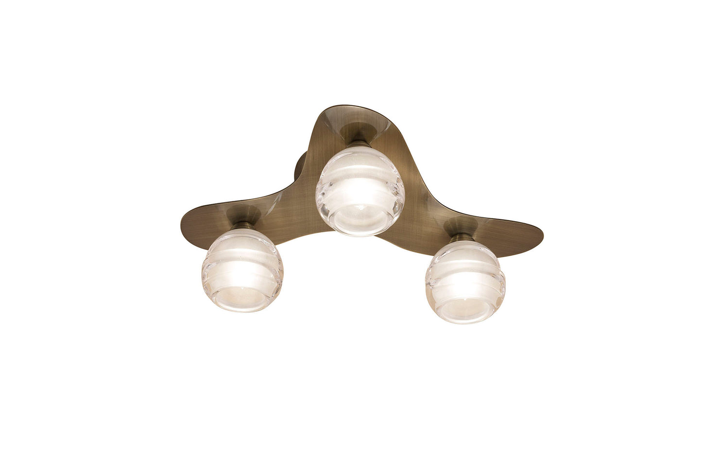 Loop Flush Ceiling 3 Light G9 ECO, Antique Brass by Mantra